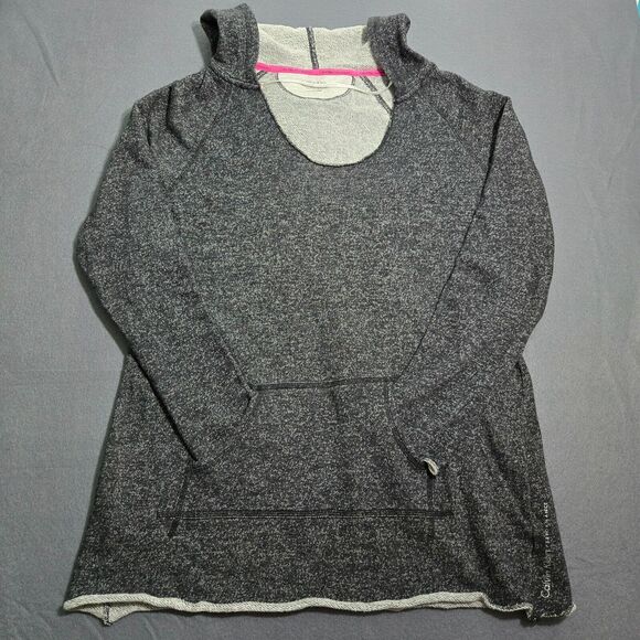 Calvin Klein Womens L Performance Quick Dry Black & White Knit Hoodie Sweater - Picture 1 of 12